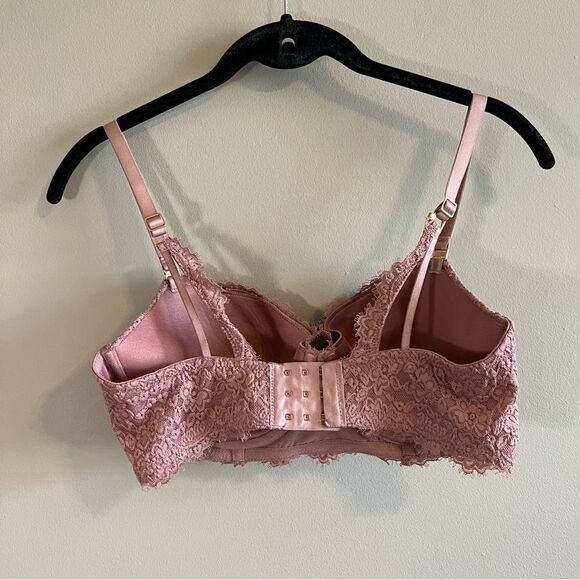✨ Aerie Floral Lace Real Power Balconette Lightly Lined Bra Dusty Pink 34D - Picture 3 of 6